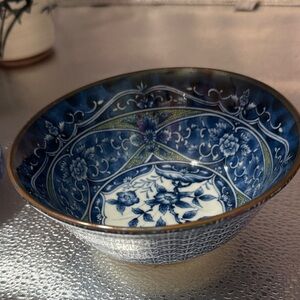Vintage MCI Japanese Blue and White Floral Design Bowl